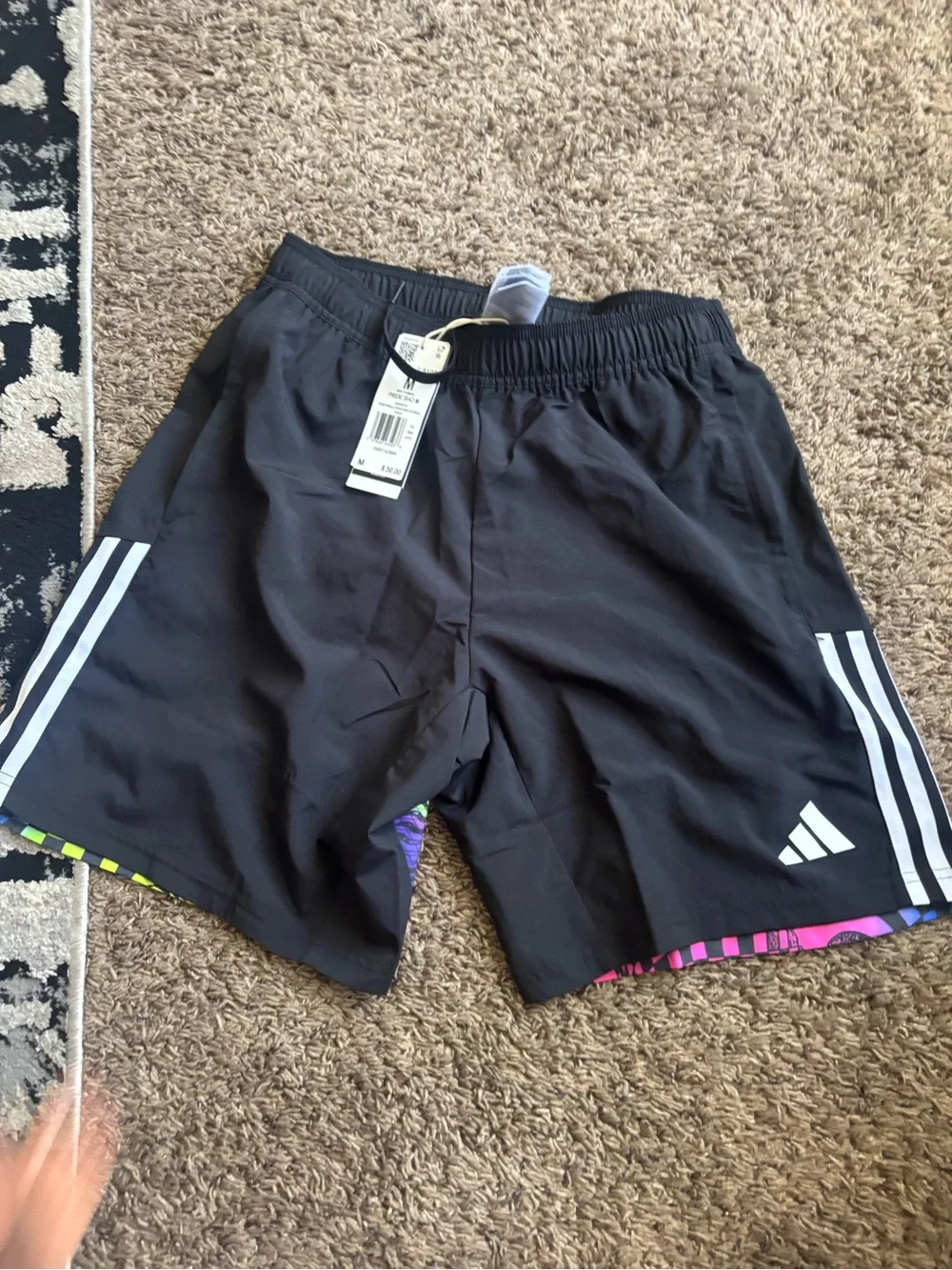 Adidas x Jeremy Scott Black Shorts with White Stripe Accents